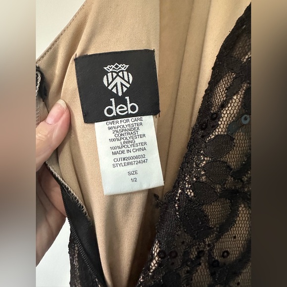 Deb Black Floral Lace Backless Formal or Prom Dress - Picture 10 of 10